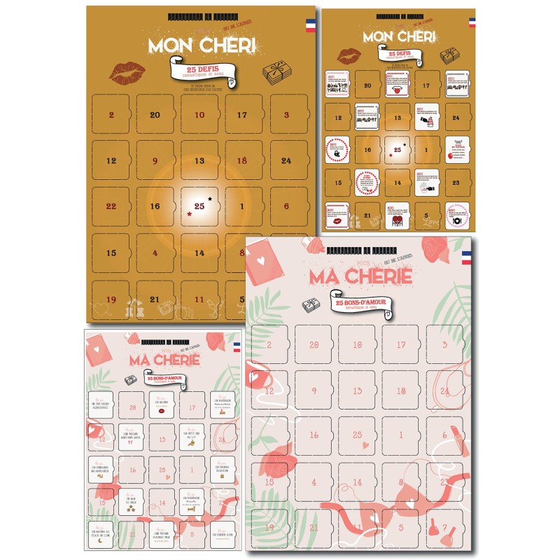 Pack 2 calendriers Couple - Ma Chéri & Mon chéri - 25 défis