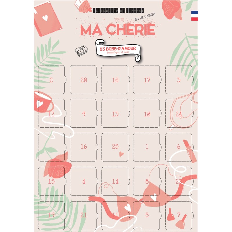 Pack 2 calendriers Couple - Ma Chéri & Mon chéri - 25 défis