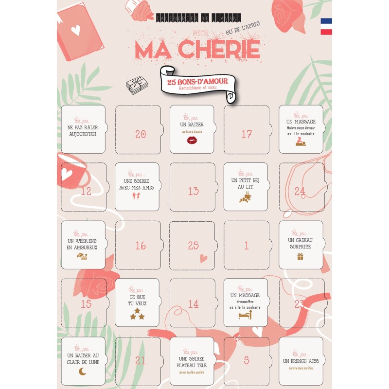 Pack 2 calendriers Couple - Ma Chéri & Mon chéri - 25 défis