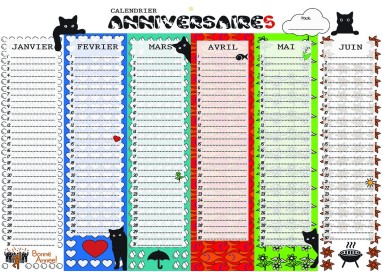 Calendrier Anniversaire Perpétuel Chat