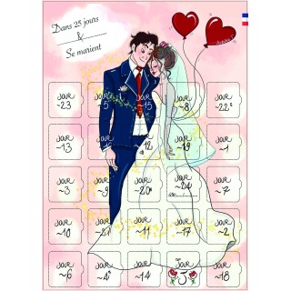 Calendrier compte a rebours avant le mariage 25 jours cadeaux